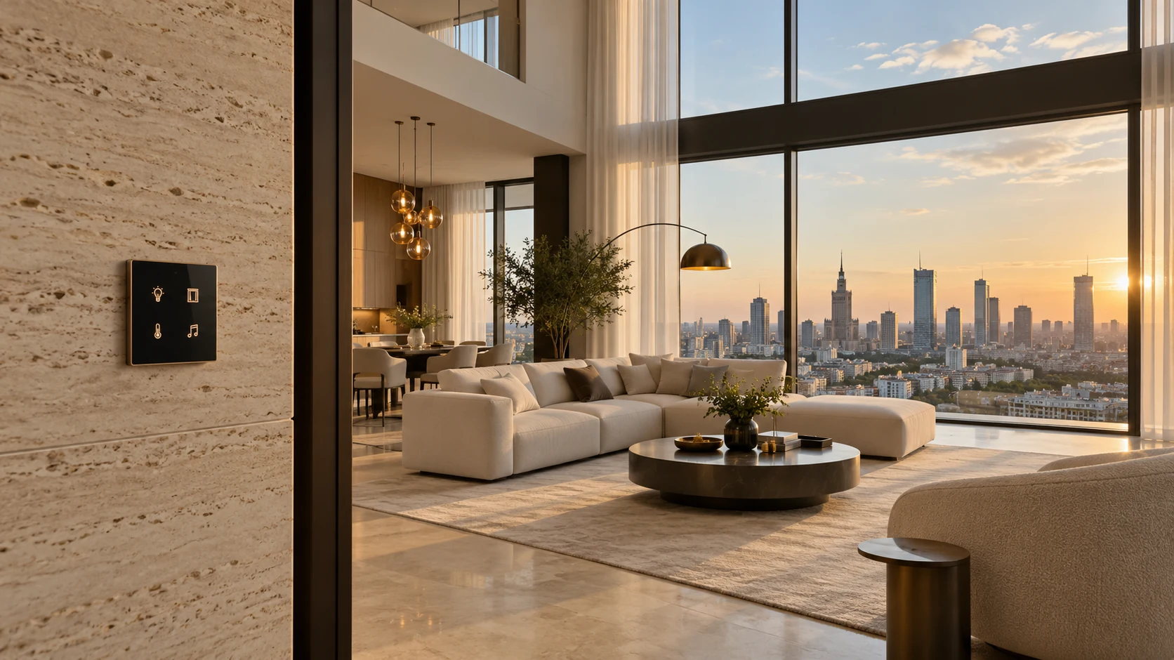 Wizualizacja penthouse’u premium z dyskretnym panelem Smart Home